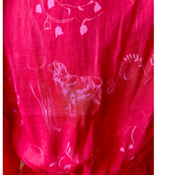 NWOT PRESS Melanie Press (British Designer)Pink Floral 100% Cotton Dress Size L - Picture 13 of 14